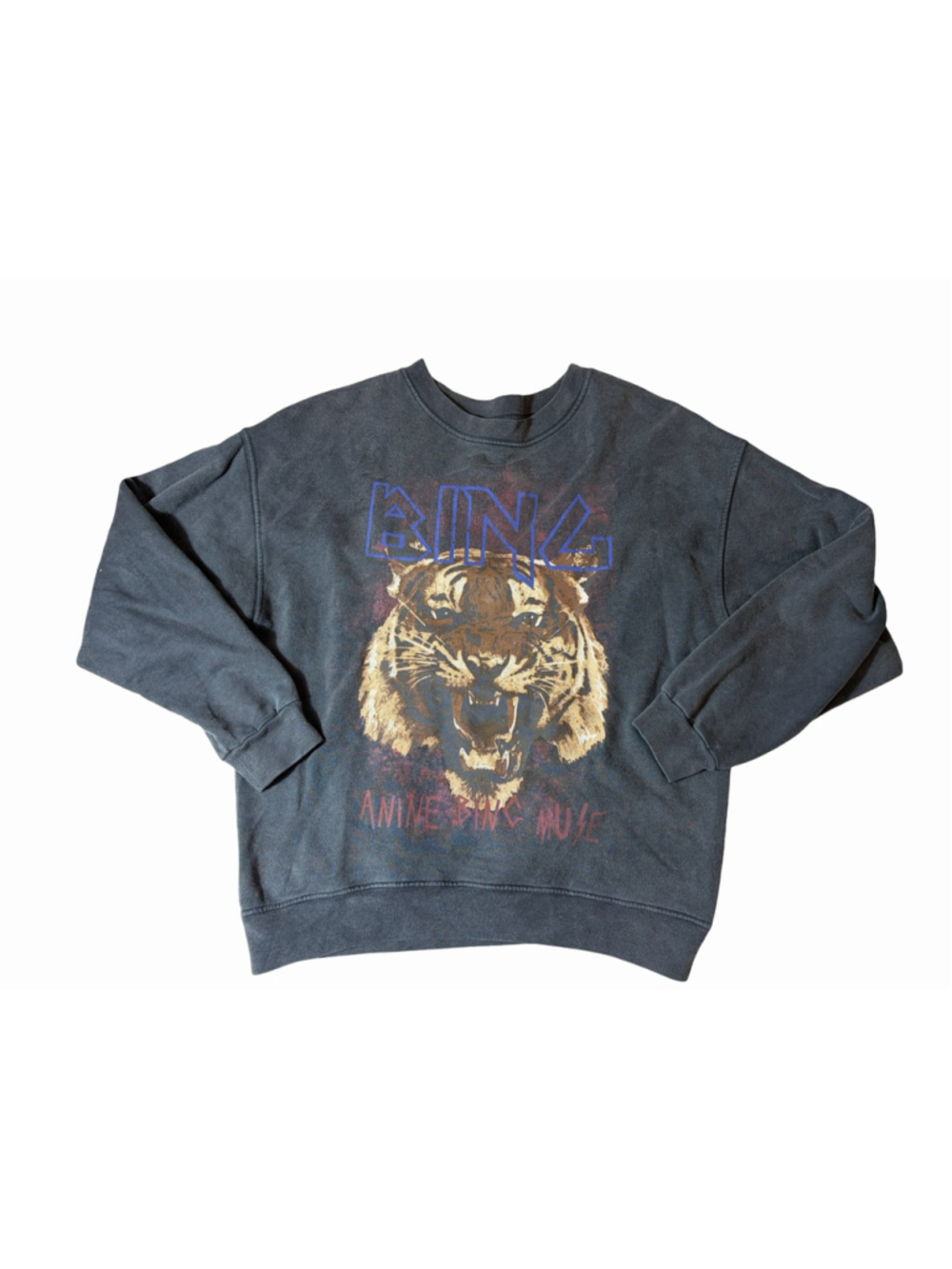 ANINE BING Tiger Muse Graphic Sweatshirt Washed Charcoal Women’s S